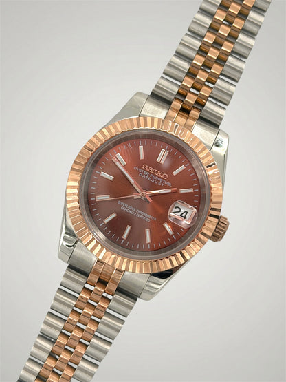 Chocolate-Datejust-Mod-Seikomod-seikojust-jubilee-bracelet-twotone