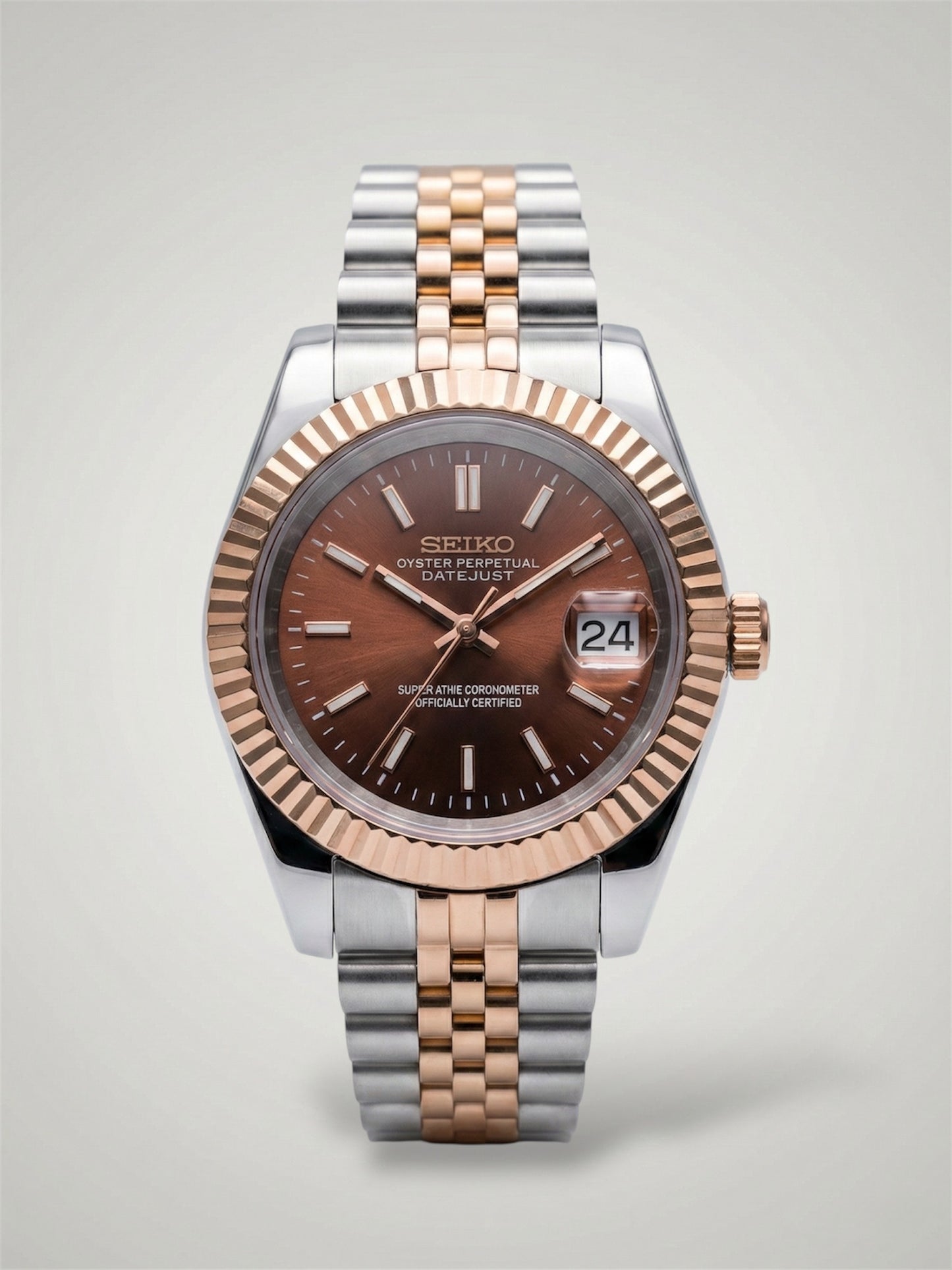 Chocolate-Datejust-Mod-Seikomod-seikojust-jubilee-twotone-waterproof