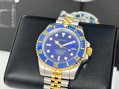 Submariner mod blue two-tone bracelet