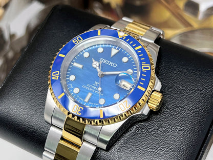 Submariner mod blue two-tone bracelet