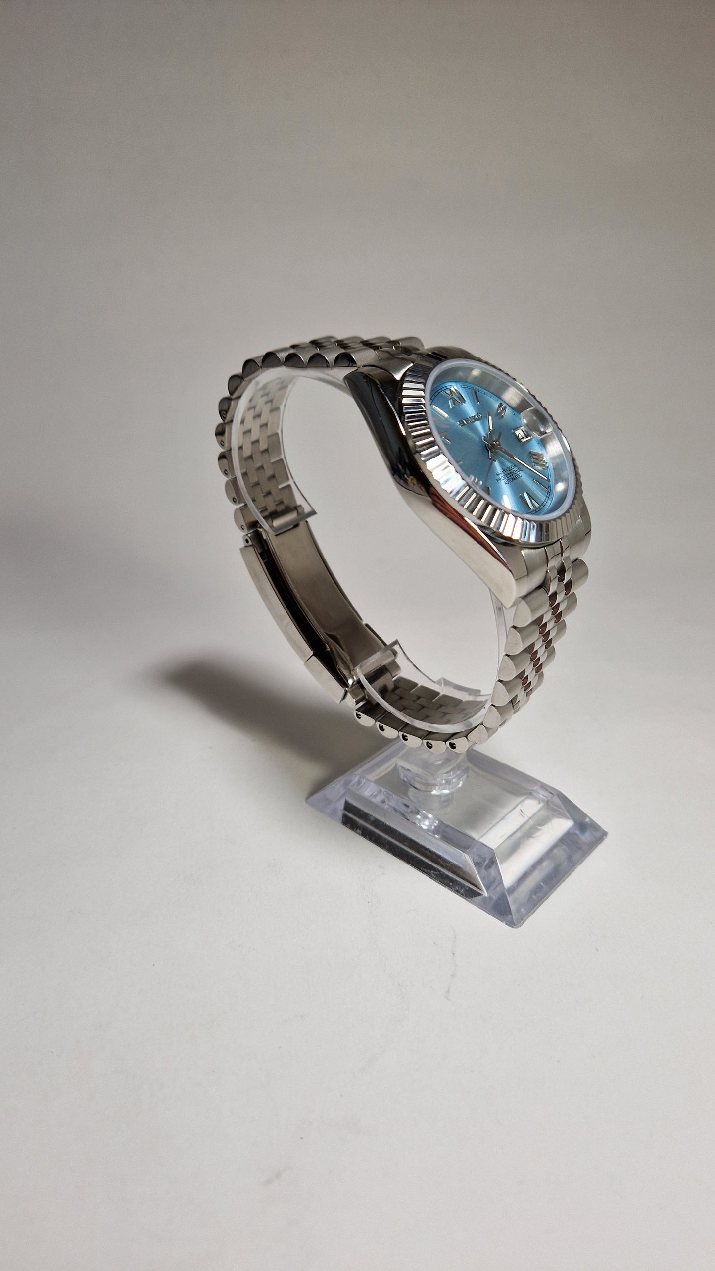 Datejust mod with light blue Roman dial and Jubilee bracelet