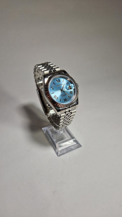 Datejust mod with light blue Roman dial and Jubilee bracelet