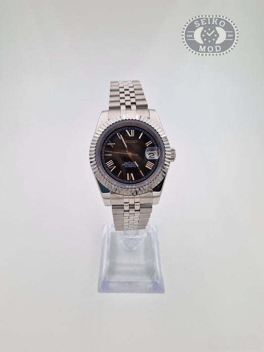 Datejust mod with black Roman dial and Jubilee bracelet