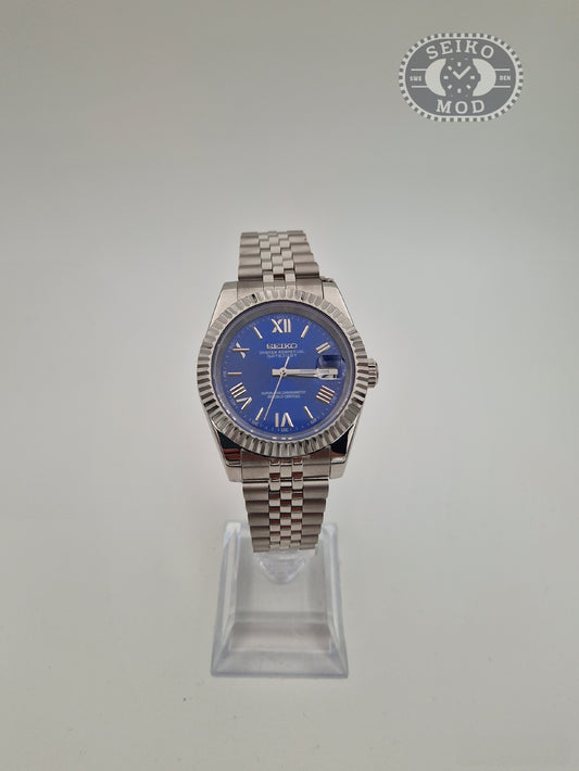 Datejust mod with dark blue Roman dial and Jubilee bracelet