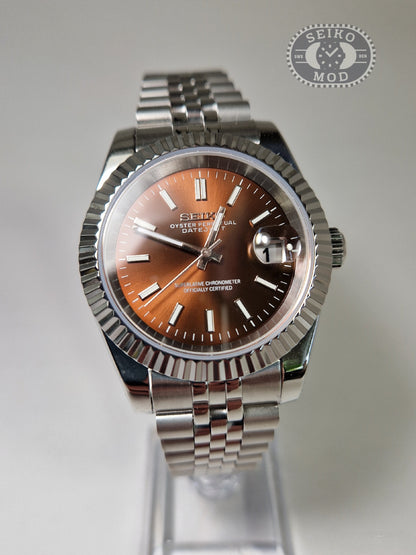 Datejust mod med choklad urtavla och Jubilee-armband