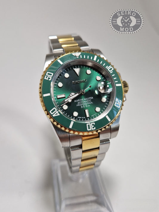 Submariner mod green two-tone bracelet