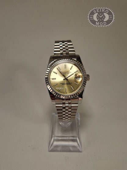 Datejust mod with champagne dial and Jubilee bracelet