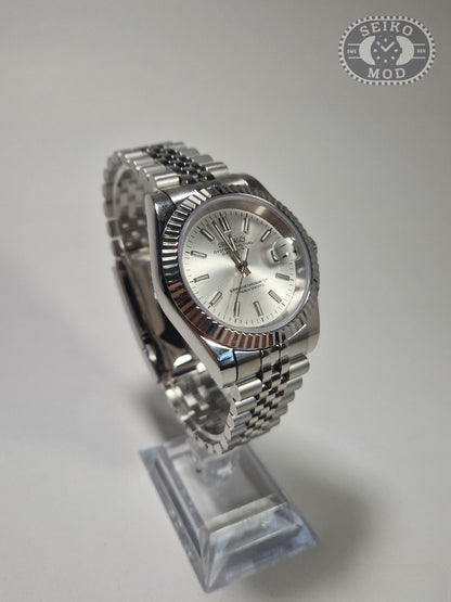 Datejust mod with white dial and Jubilee bracelet