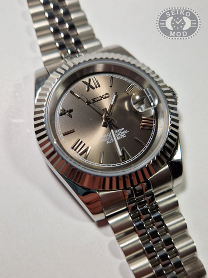 Datejust mod with gray Roman dial and Jubilee bracelet