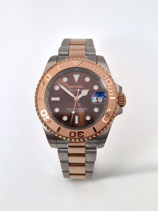 Yacht-Master mod med roséguld tvåton-armband