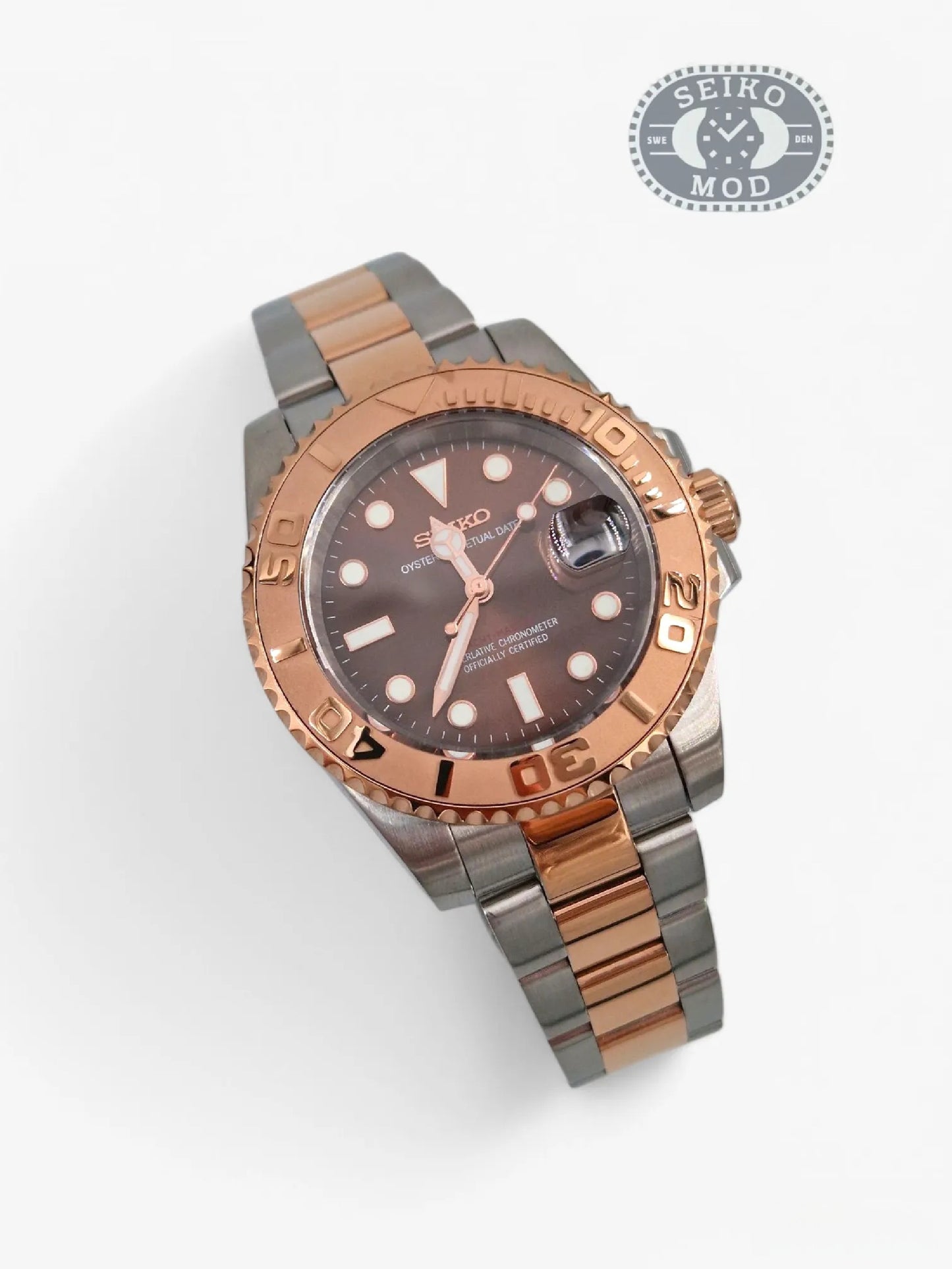 Yacht-Master mod med roséguld tvåton-armband